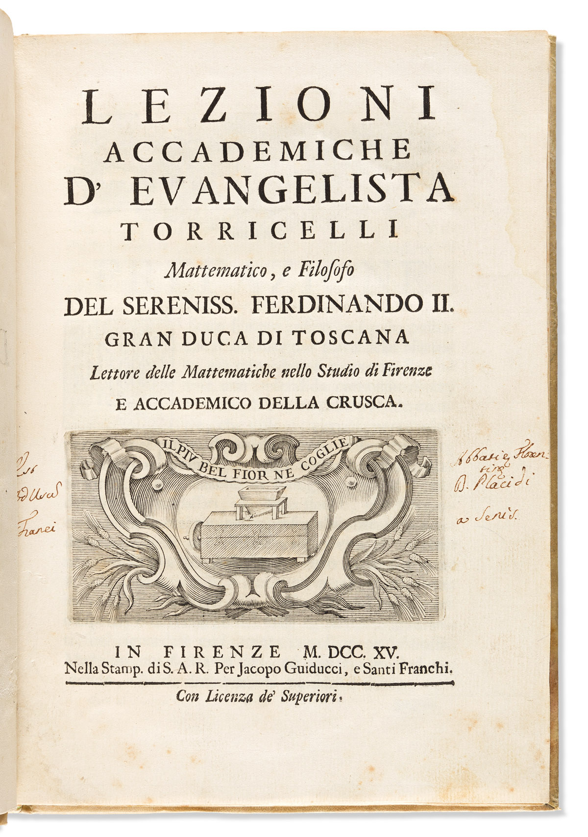 Torricelli, Evangelista (1608-1647) Lezioni Accademiche.